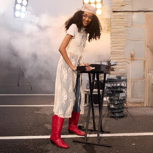 DREAM PAIRS Womens Red Cowboy Boots Wide Calf Knee High Boots Ladies - Picture 7 of 7